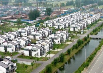 Aerial photo taken on May 11, 2020 shows residential houses built for farmers in Lyuliang Township of Jinhu County, east China's Jiangsu Province.(Photo: Xinhua)