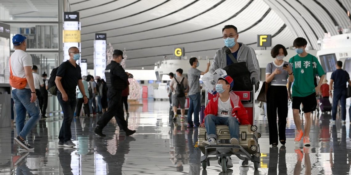 Passengers seen at the Beijing Daxing International Airport on June 3 Photo: cnsphoto