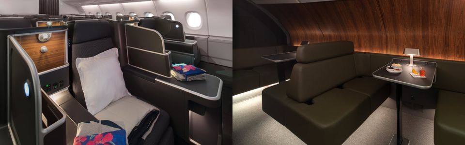 Six of the Qantas superjumbos have been refreshed with new business class suites and upper deck lounges areas.