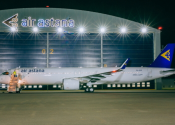 Air Astana Airbus A321LR. Click to enlarge.