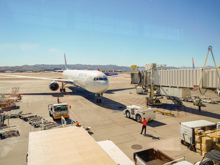 A delta plane parks at the gate