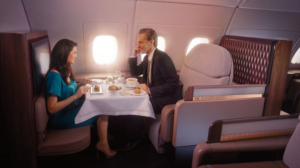 Qatar Airways' Airbus A380 first class.