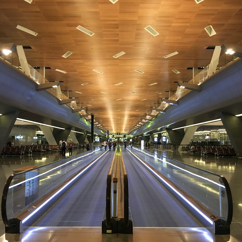 A walkway at Doha Airport