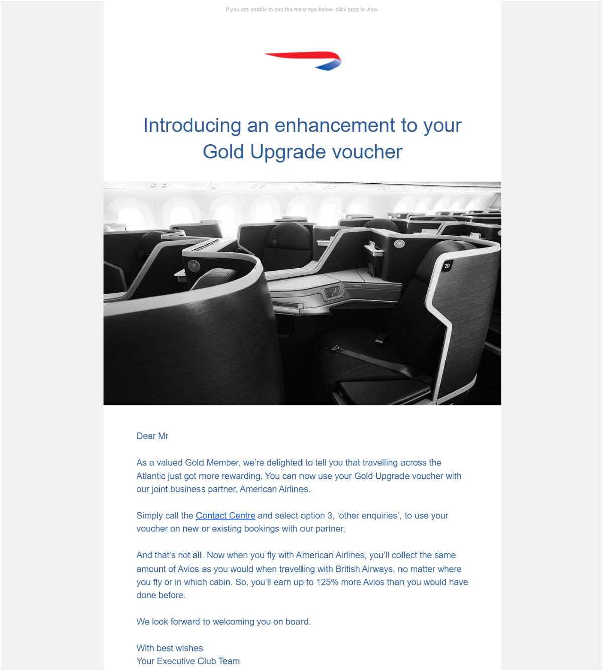 BA Gold Upgrade Voucher Email - Travel News, Insights & Resources.