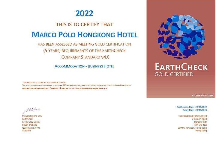 Marco Polo Hongkong Hotel achieves the first EarthCheck Gold Certification - Travel News, Insights & Resources.