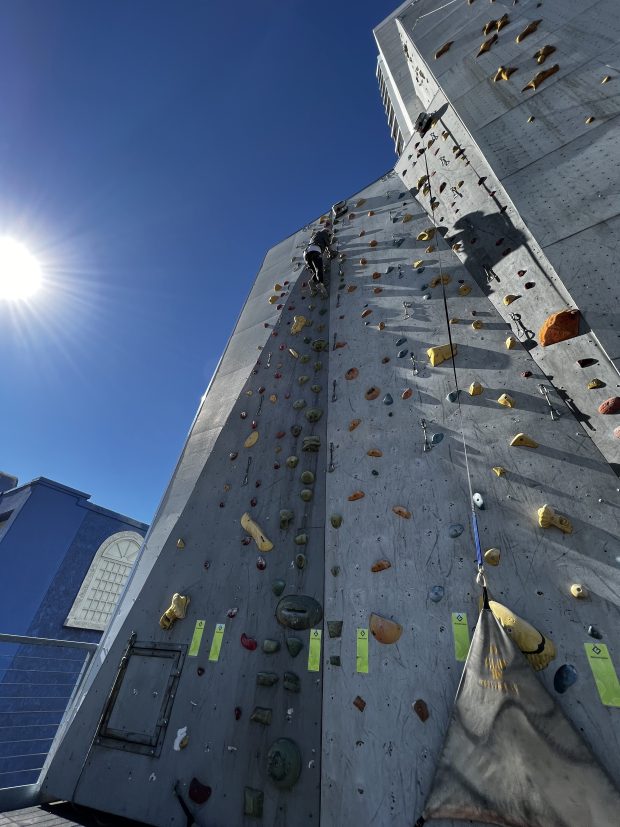 The climbing wall on the exterior of Reno's Whitney Peak hotel soars 164 feet into the air. (Courtesy Sharael Kolberg)