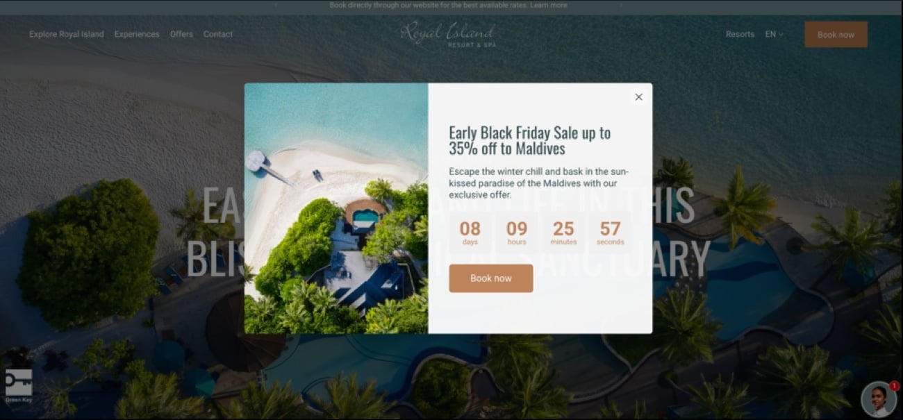 Early Black Friday offer message featuring a countdown clock— Photo by The Hotels Network