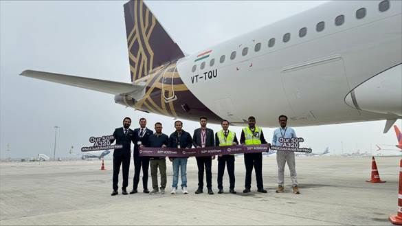 Vistara expands fleet with 50th Airbus A320neo aiming for 70 - Travel News, Insights & Resources.