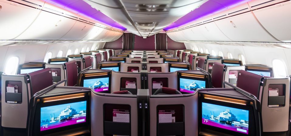 Qatar Airways' Boeing 787-9 business class suites.