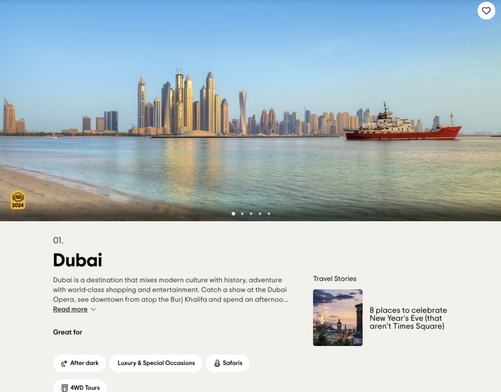 Dubai came out tops, once again, in the Tripadvisor rankings.