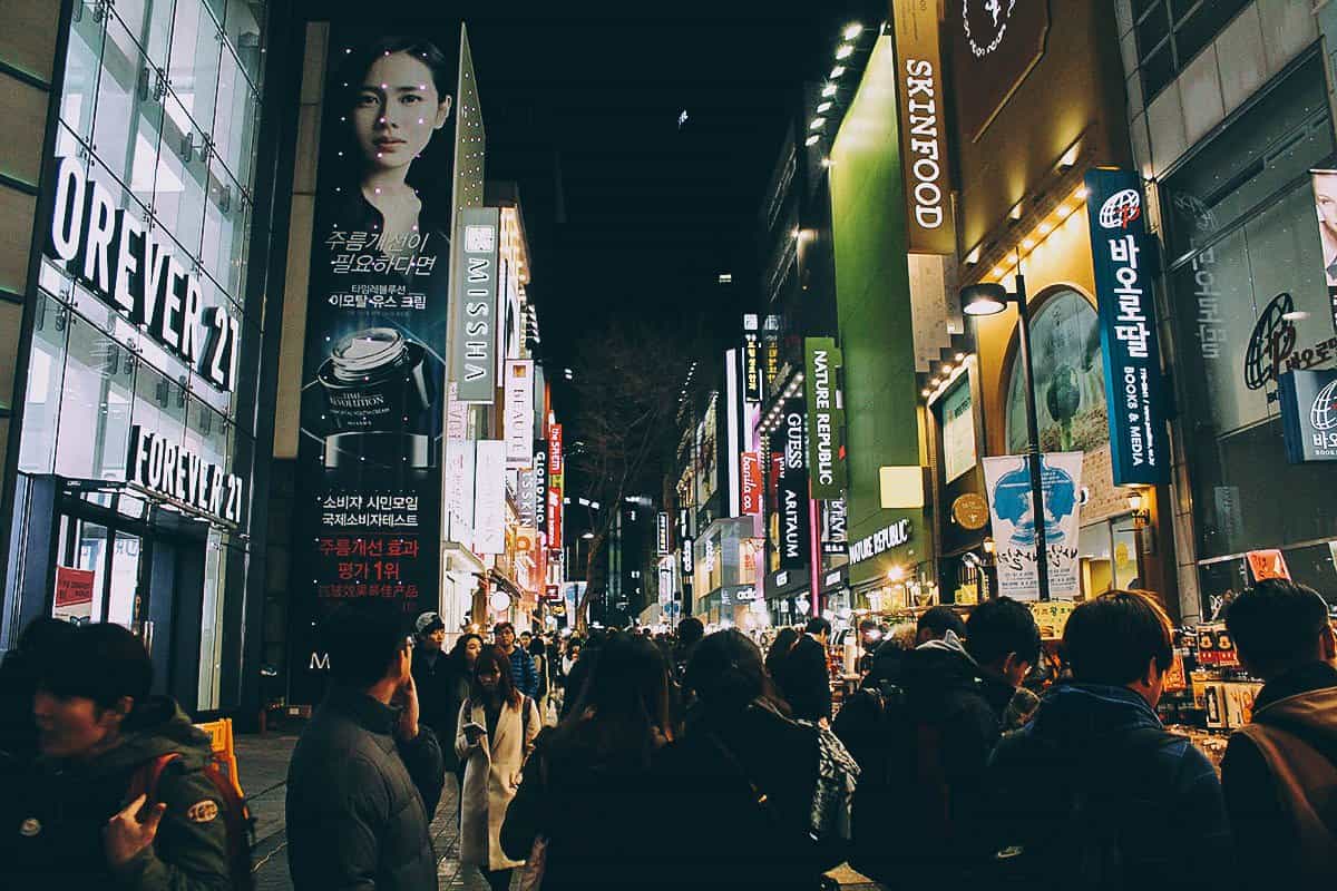 Insadong, Myeongdong, and Hongdae in Seoul, South Korea