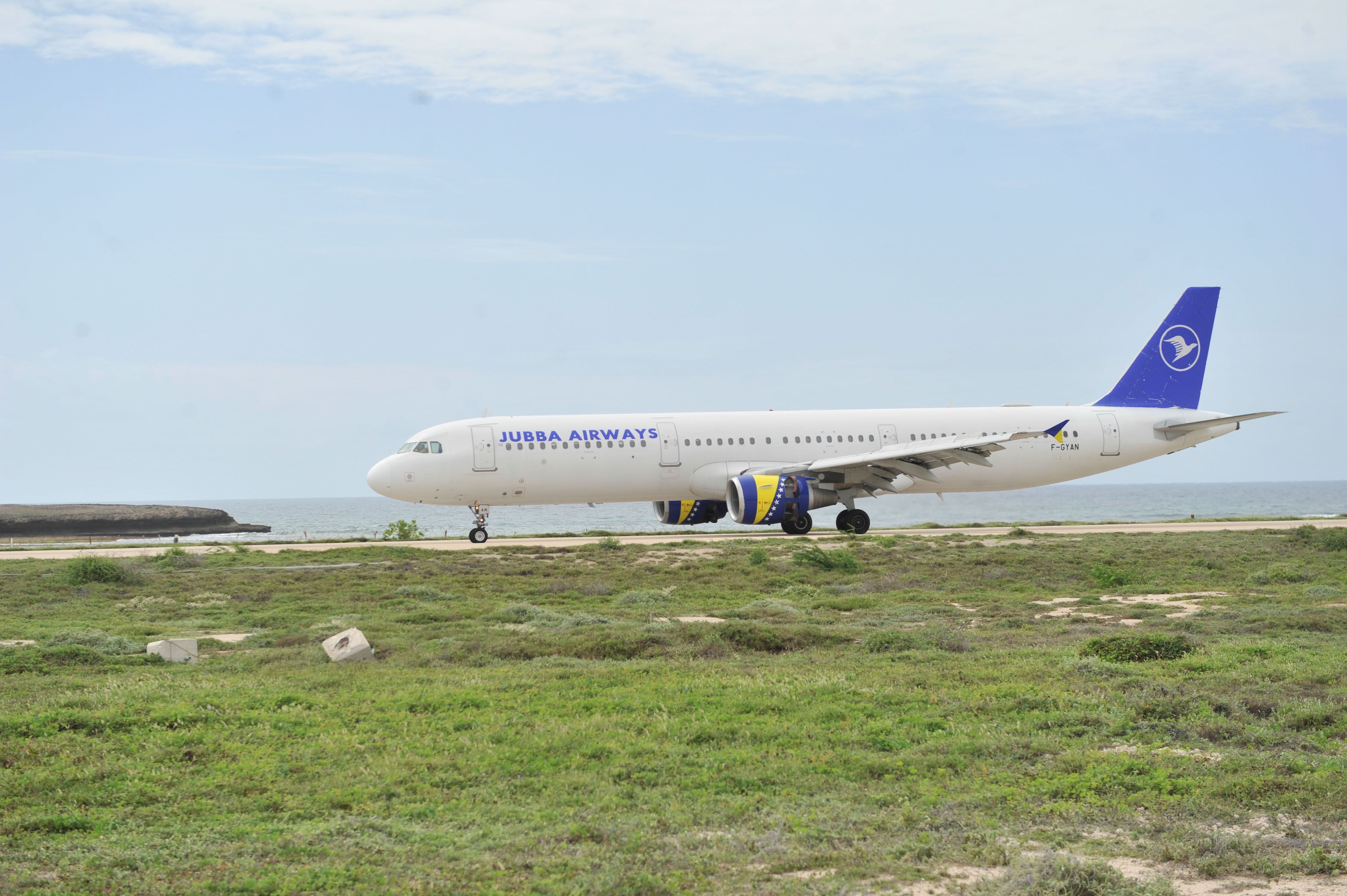 Jubba Airways Airbus A321 at Mogadishu Airport