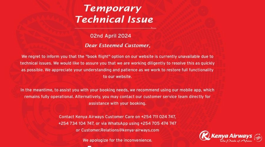 Kenya Airways website crashes customers unable to book online - Travel News, Insights & Resources.