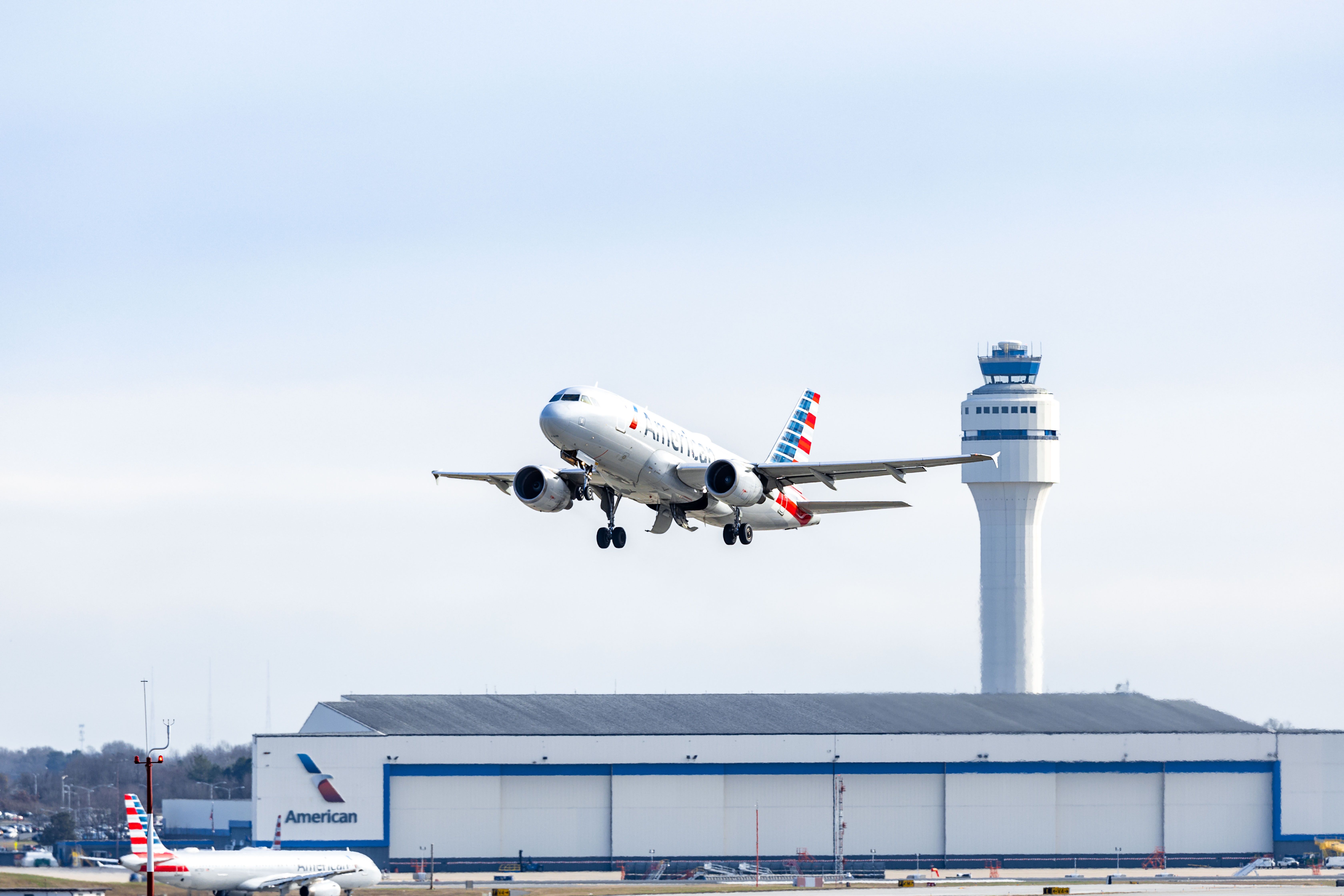 American Airlines plane taking off from CLT