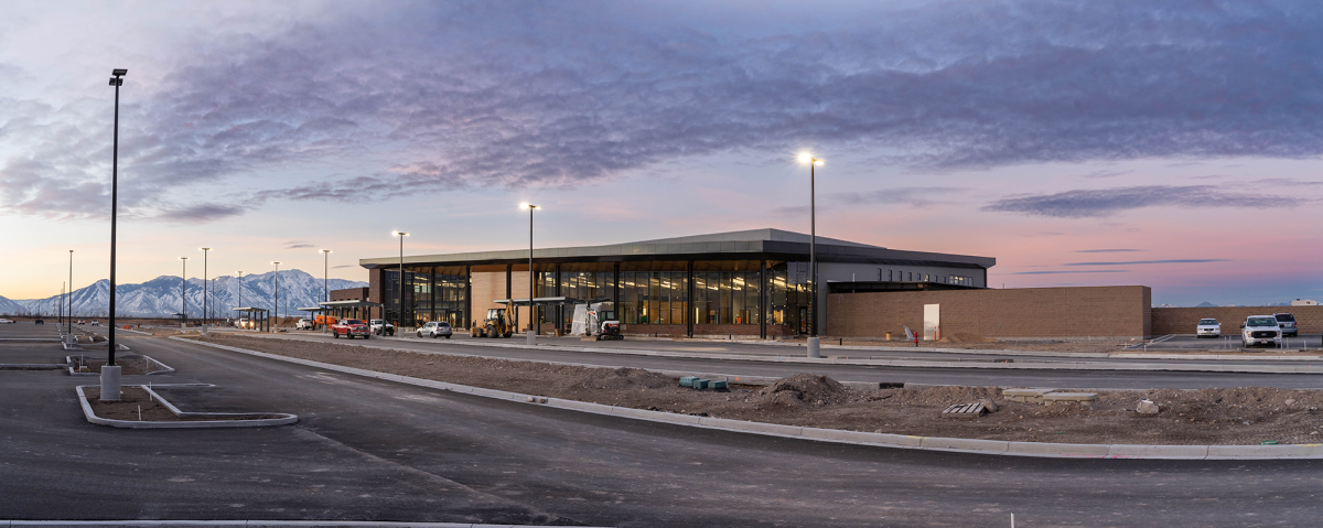 Provo Airport with the mountains in the background.