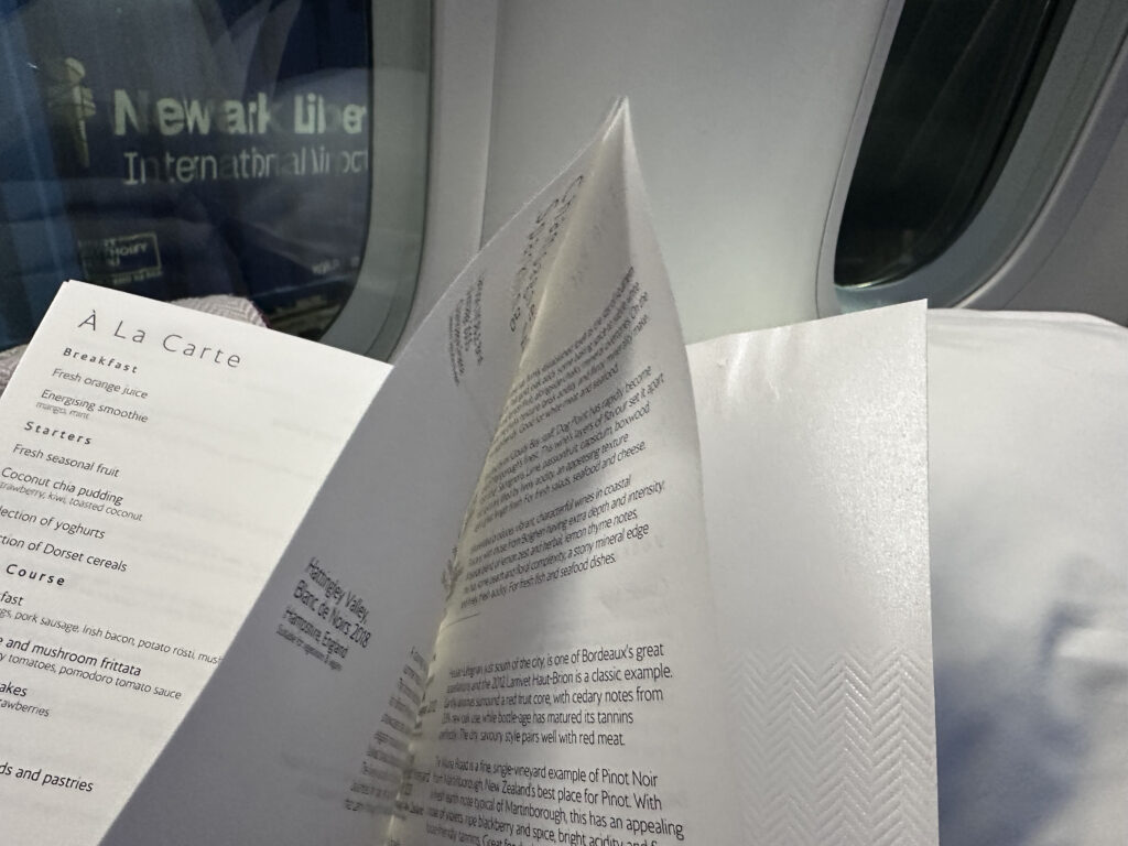 A menu whose pages are stuck together, during the BA flight.