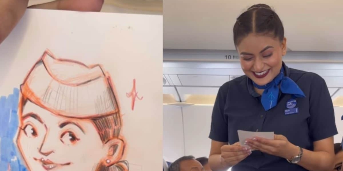 Woman Presents Sketch To IndiGo Air Hostess Onboard Watch Her - Travel News, Insights & Resources.