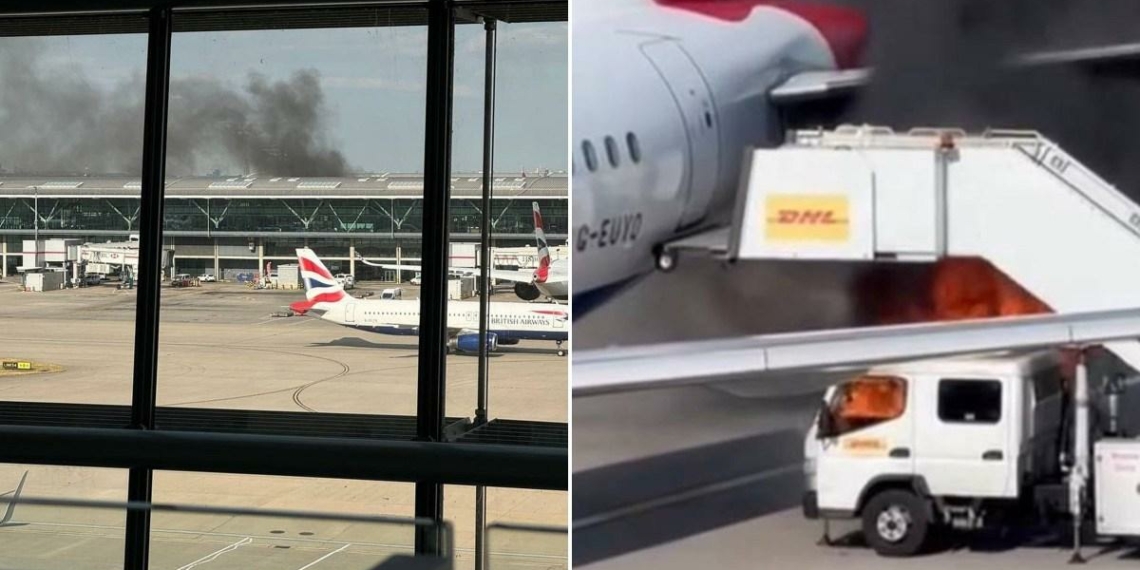 1719280265 Truck catches fire next to British Airways plane at Heathrow - Travel News, Insights & Resources.